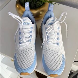 Nike Air Max 270 White and Light Blue Sneakers
